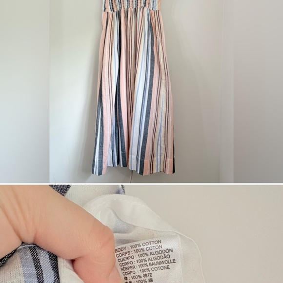 Free People Blue and Red Buttoned Midi Sundress - Picture 3 of 5